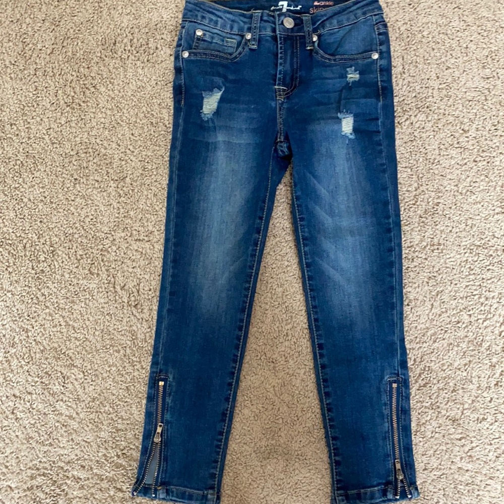 NWT 7 FOR ALL MANKIND GIRL DISTRESSED SKINNY JEAN